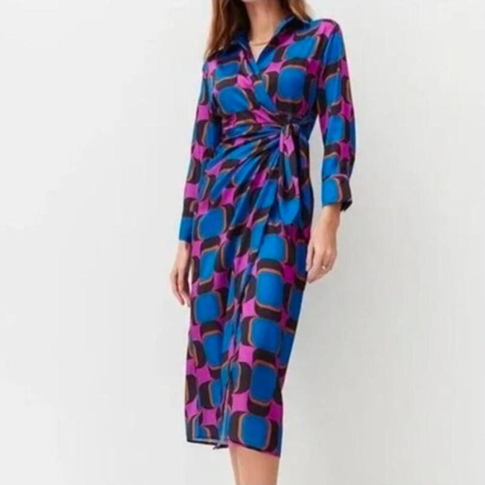 Zara Geometric Print Wrap Dress. Size M. Ret $128.